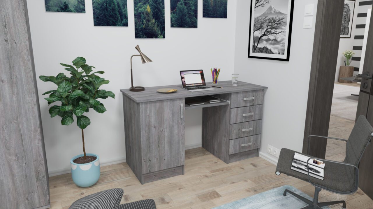 130x60 ÍRÓASZTAL 130x60-as VÉGIG FIÓKOS - 1. kép