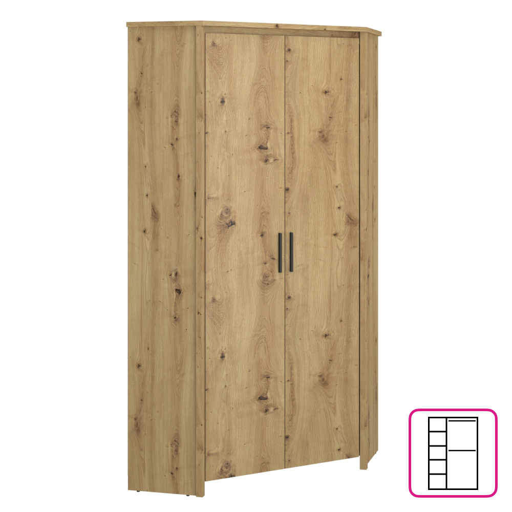 airon-rohova-skrina-2d-nl Sarokszekrény 2D, artisan tölgy, AIRON - 1. kép