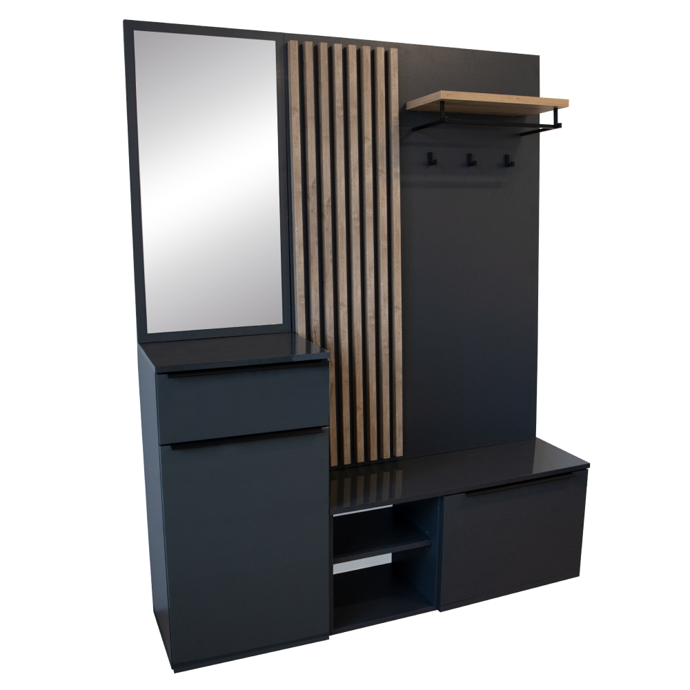aliva-antracit-predsien-d-01 Előszobafal, antracit extra magasfényű HG/artisan tölgy, ALIVA V2 - 1. kép