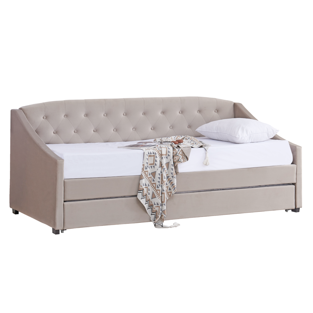 aloda-postel-hneda-05 Kihúzható ágy, barnásszürke Taupe, ALODA - 1. kép