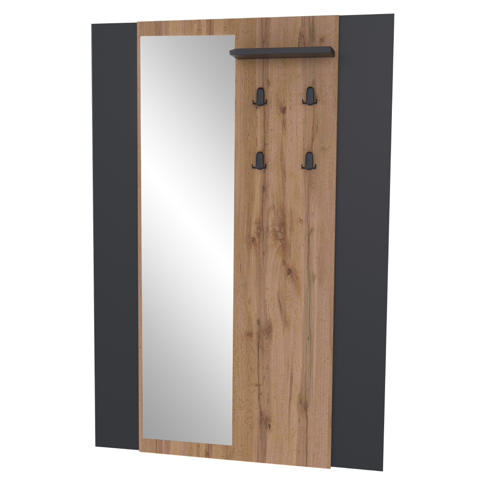 amoni-vesiak-zrkadlo-01 Fogas panel tükörrel, wotan tölgy/fekete, AMONI - 1. kép