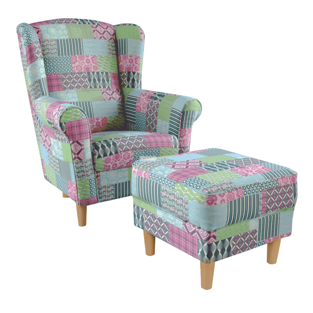 astrid-taburet-patchwork-m1-op-hl-j füles fotel puffal, szövet patchwork M1, ASTRID - 1. kép