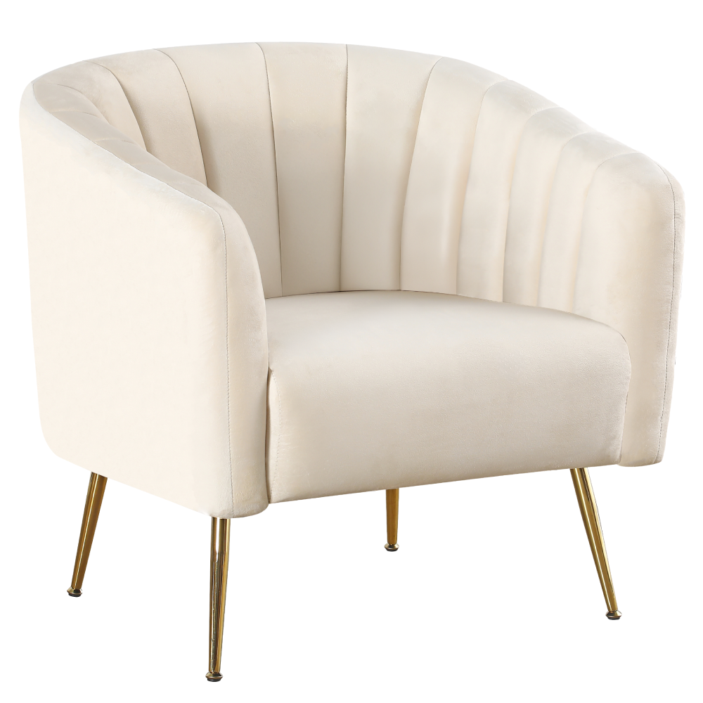 bagy-bezova-kreslo-01 Design fotel, bézs Velvet szövet/gold króm-arany, BAGY - 1. kép