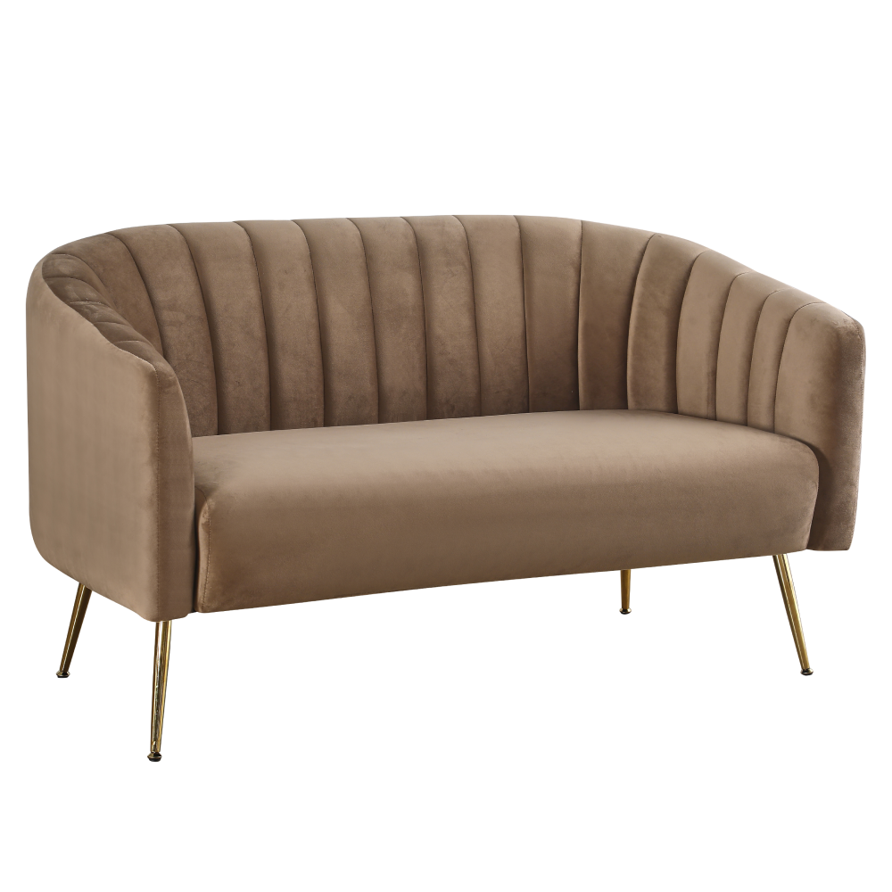 bagy-hneda-2sed-01 Design kétszemélyes kanapé, barna Velvet szövet/gold króm-arany, BAGY - 1. kép