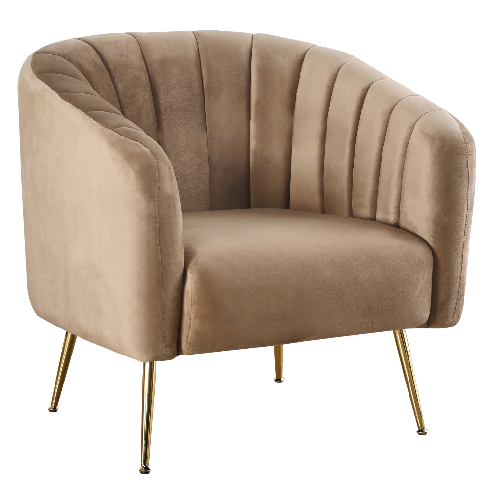 bagy-hneda-kreslo-01 Design fotel, barna Velvet szövet/gold króm-arany, BAGY - 1. kép