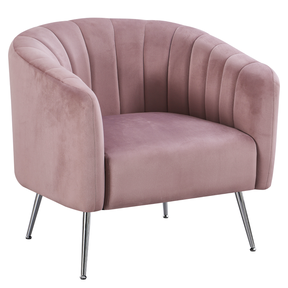 bagy-kreslo-ruzova-dod-01 Design fotel, rózsaszín Velvet szövet/króm-ezüst, BAGY - 1. kép