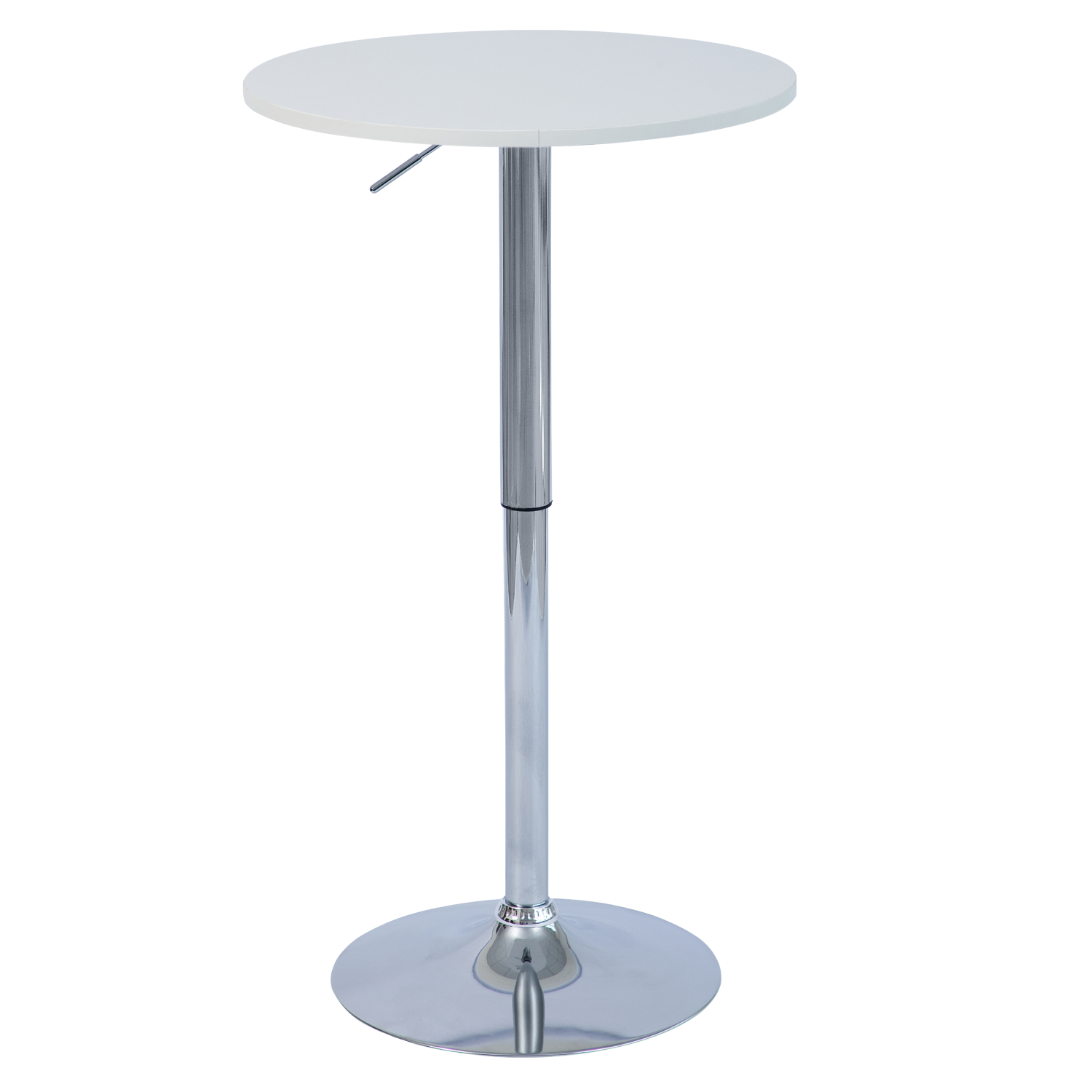brany-3-new-biely-stol-d-01 Bárasztal, magasság állítással, króm/fehér, átmérő 60 cm, BRANY 3 NEW - 1. kép