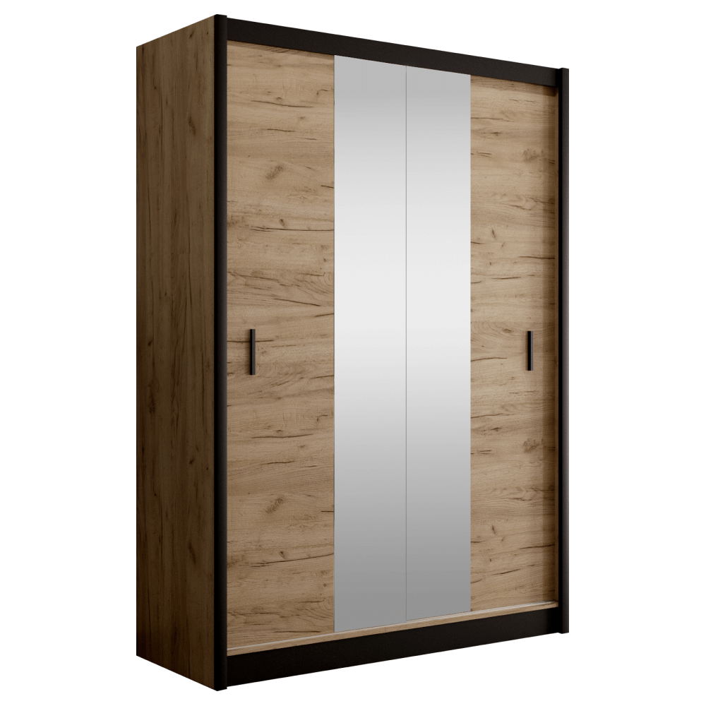 craft-skrina-150-1 Tolóajtós szekrény, fekete/craft tölgy, 150x215 cm, CRAFT - 1. kép