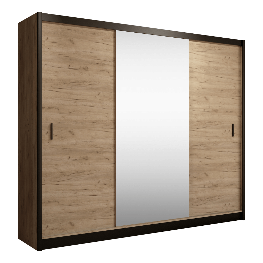 craft-skrina-250-1 Tolóajtós szekrény, fekete/craft tölgy, 250x215 cm, CRAFT - 1. kép