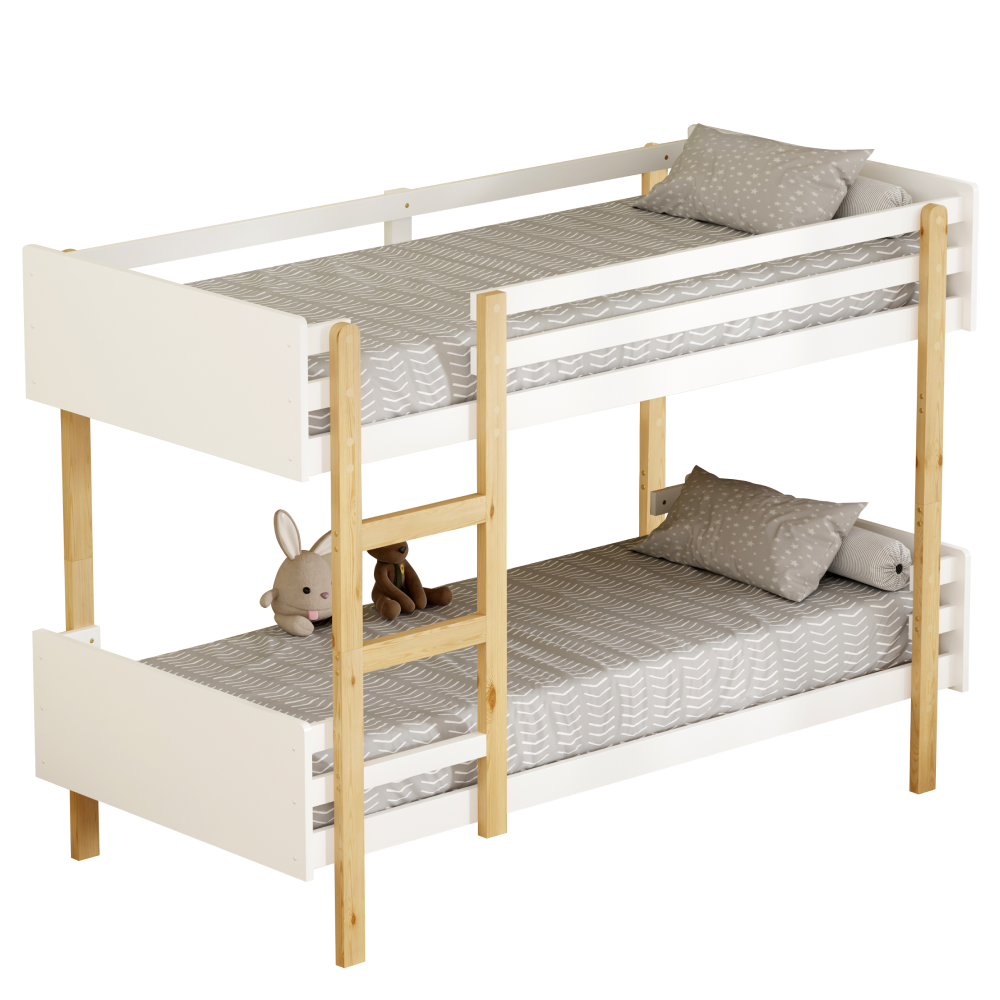 damla-poschodova-postel-biela-d-01 Emeletes ágy, 90x200, tölgy/fehér, DAMLA - 1. kép
