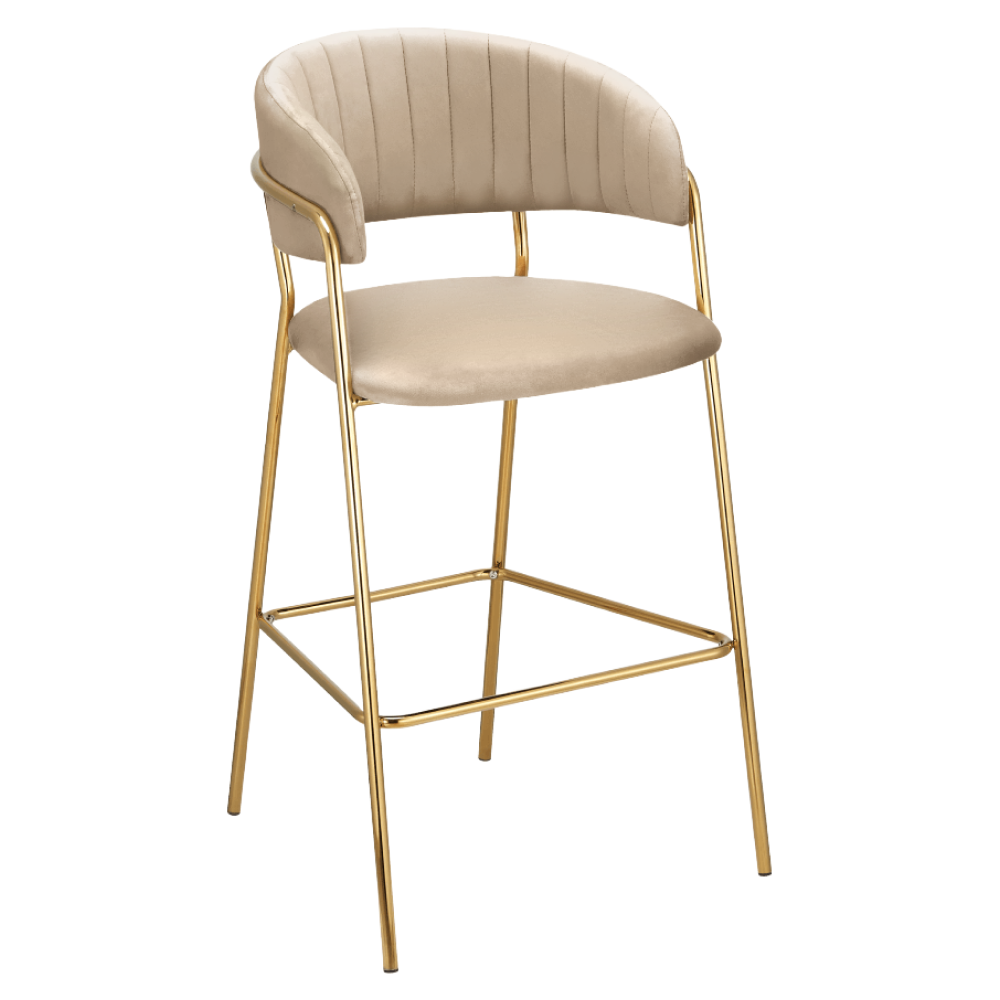 dasmin-new-typ-2-bezova-gh-01 Design bárszék, bézs Velvet szövet/gold króm arany, DASMIN NEW TYP 2 - 1. kép