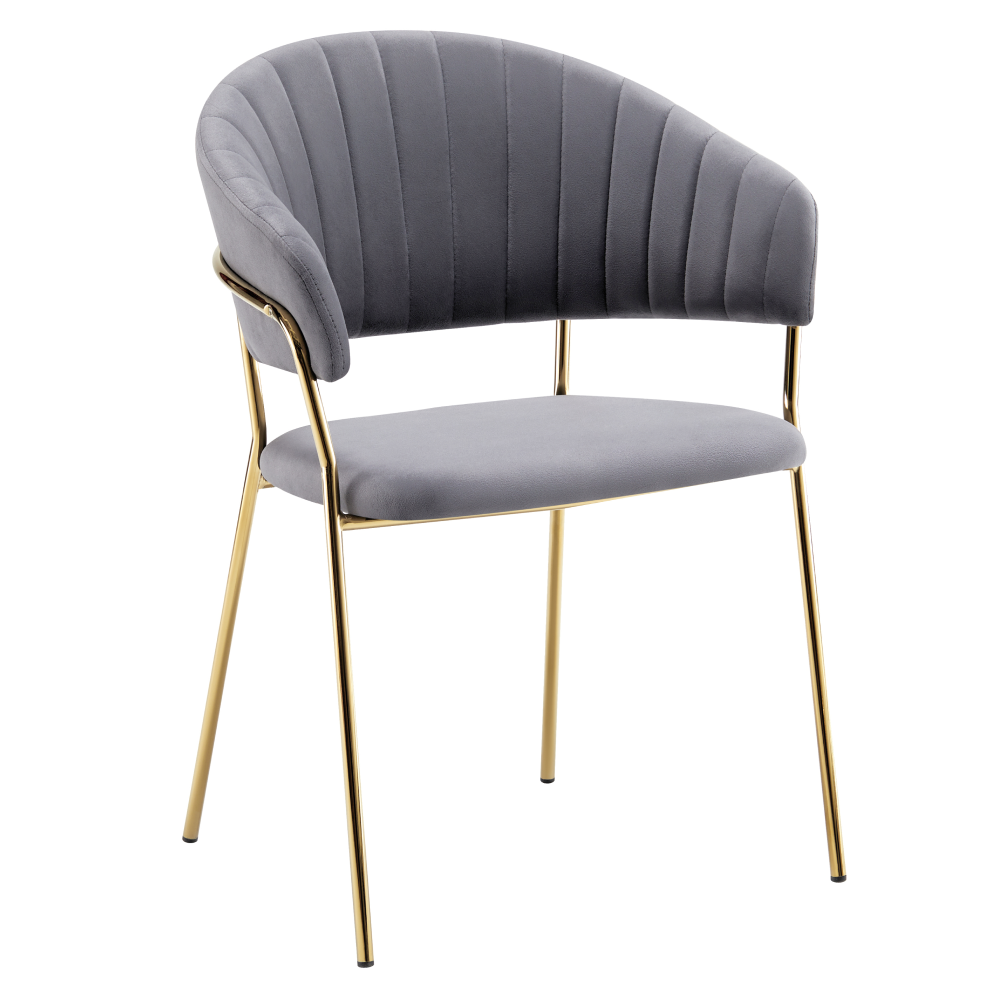 dasmin-typ-1-sivohneda-01 Design étkezőszék, szürkésbarna Velvet szövet/gold króm arany, DASMIN TYP 1 - 1. kép