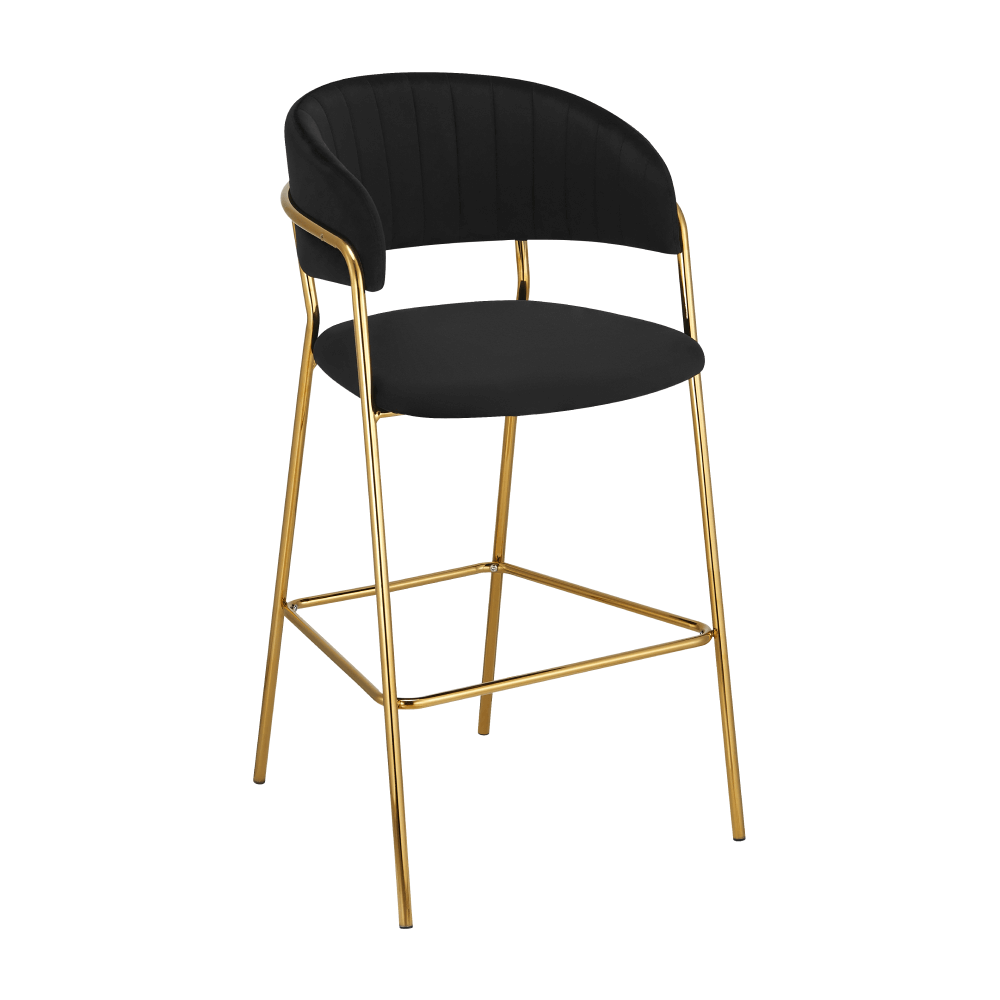 dasmin-typ-2-cierna-zlata-1 Design bárszék, fekete Velvet szövet/gold króm arany, DASMIN TYP 2 - 1. kép