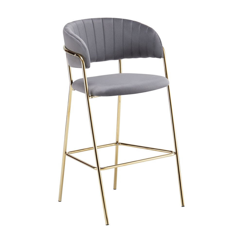 dasmin-typ-2-sivohneda-zlata-1 Design bárszék, szürkésbarna Velvet szövet/gold króm arany, DASMIN TYP 2 - 1. kép