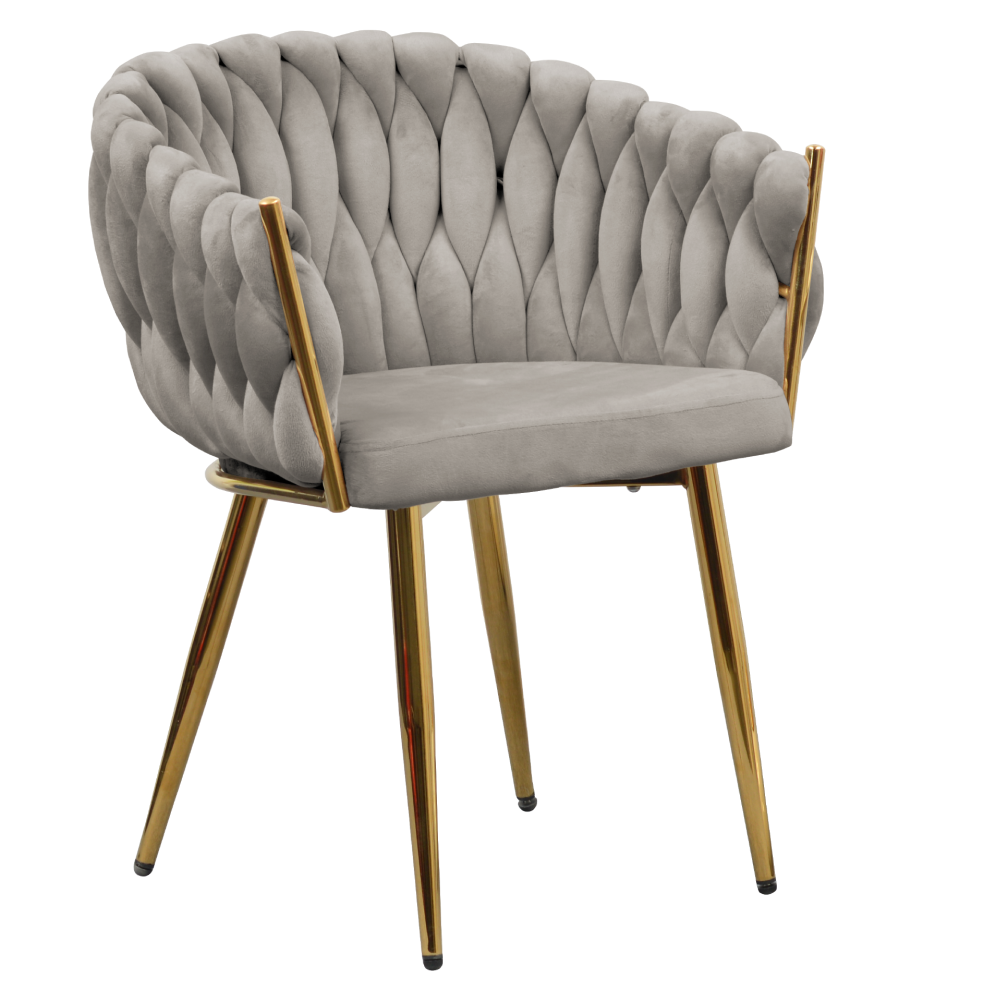 deila-kreslo-taupe-op-01 Étkezőszék, szürkésbarna Taupe Velvet szövet/gold króm arany, DEILA - 1. kép