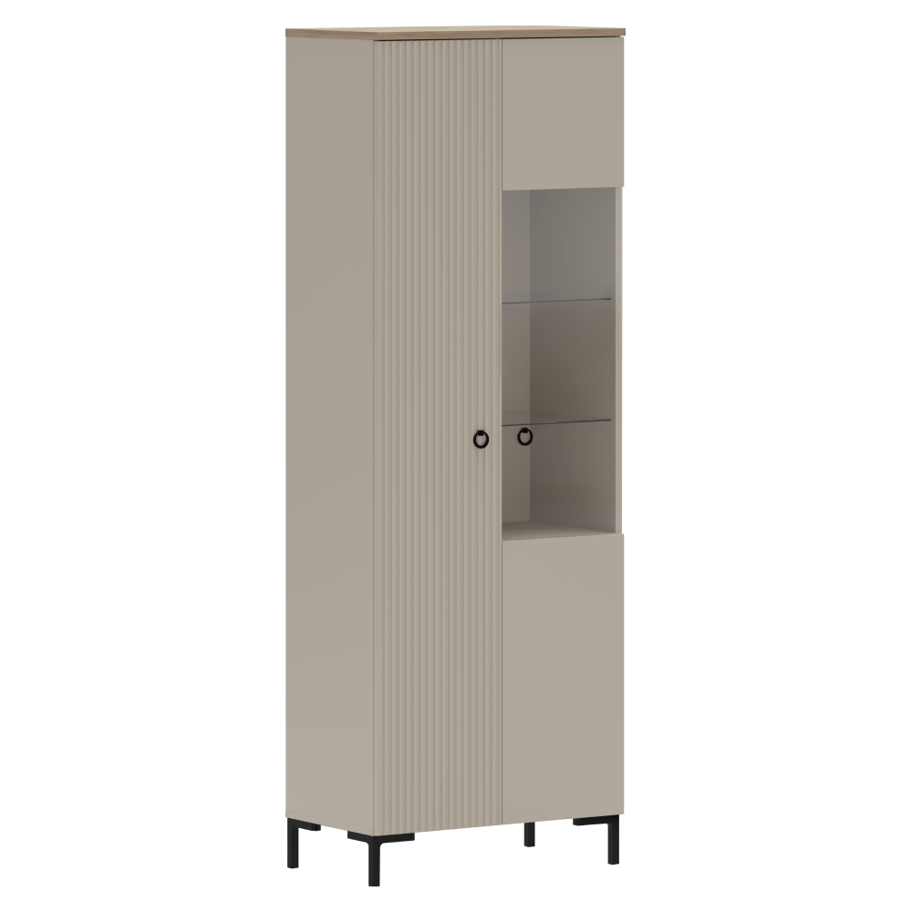 domca-dod-1d1w-vitrina-1 Vitrin, szürkésbarna Taupe/silverjack tölgy, DOMCA 1D1W - 1. kép