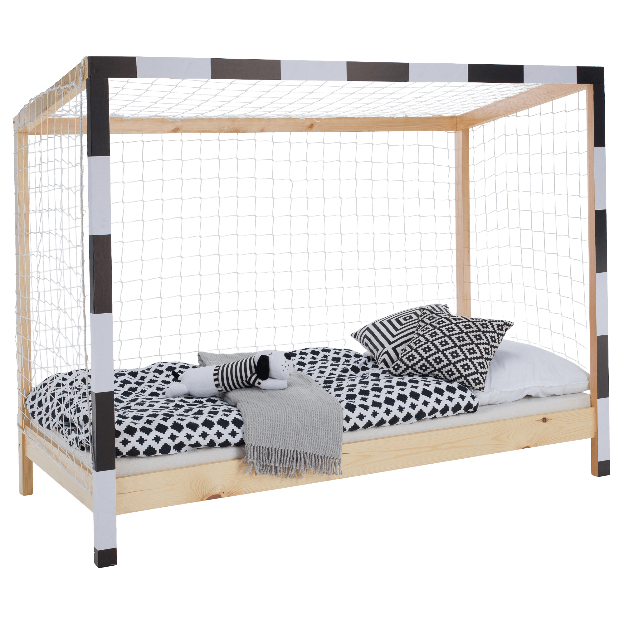 futal-postel-biela-cierna-10 Montessori ágy, természetes/fehér/fekete, 90x200, FUTAL - 1. kép