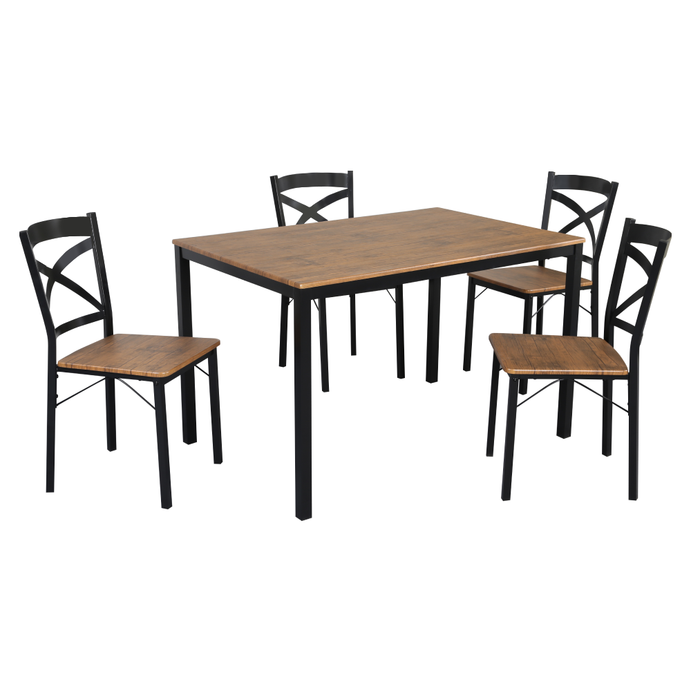 haim-kuch-set-01 Étkezőgarnitúra 1+4, sötét tölgy/fekete, HAIM - 1. kép