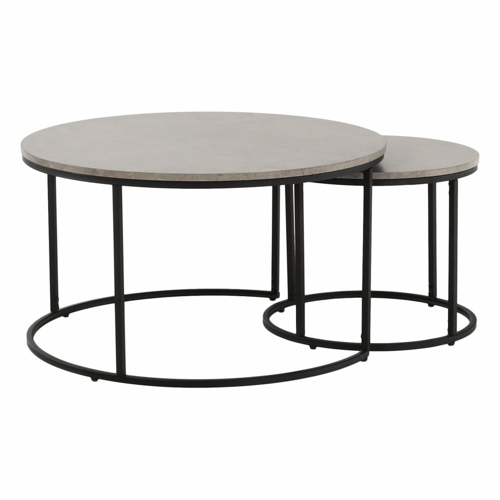iklin-set-2-stolikov-beton-cierny-hlavny Két dohányzóasztal készlet, beton/fekete, IKLIN - 1. kép