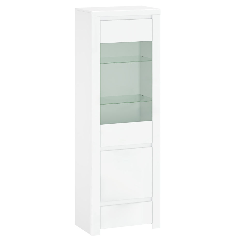 lindy-1D1W1S-vitrina-01 Vitrin 1D1W1S, fehér fényes, LINDY - 1. kép