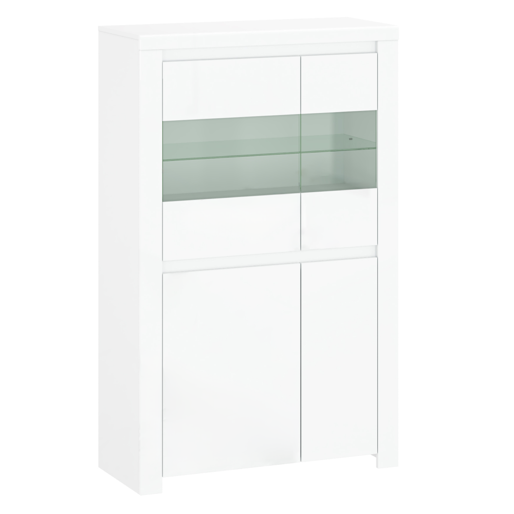 lindy-2D2W-vitrina-01 Vitrin 2D2W, fehér fényes, LINDY - 1. kép