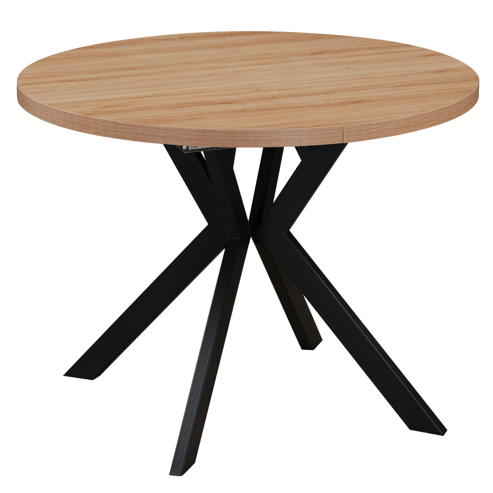 lukos-stol-svetly-dub-d-01 Kihúzható étkezőasztal, világos tölgy/fekete, 100-250x75,5 cm, LUKOS - 1. kép