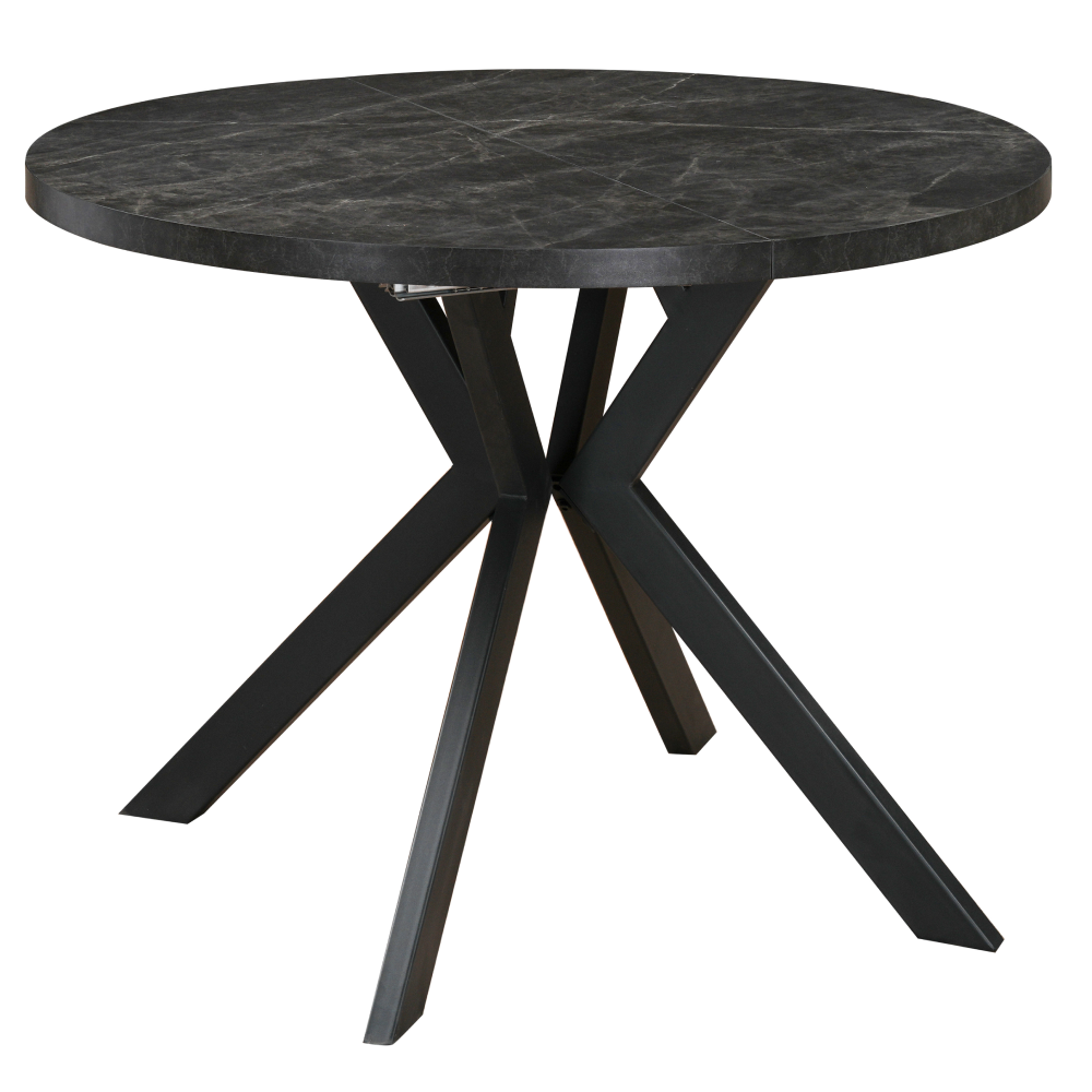lukos-stol-tmavy-beton-d-01 Kihúzható étkezőasztal, sötét beton/fekete, 100-250x75,5 cm, LUKOS - 1. kép