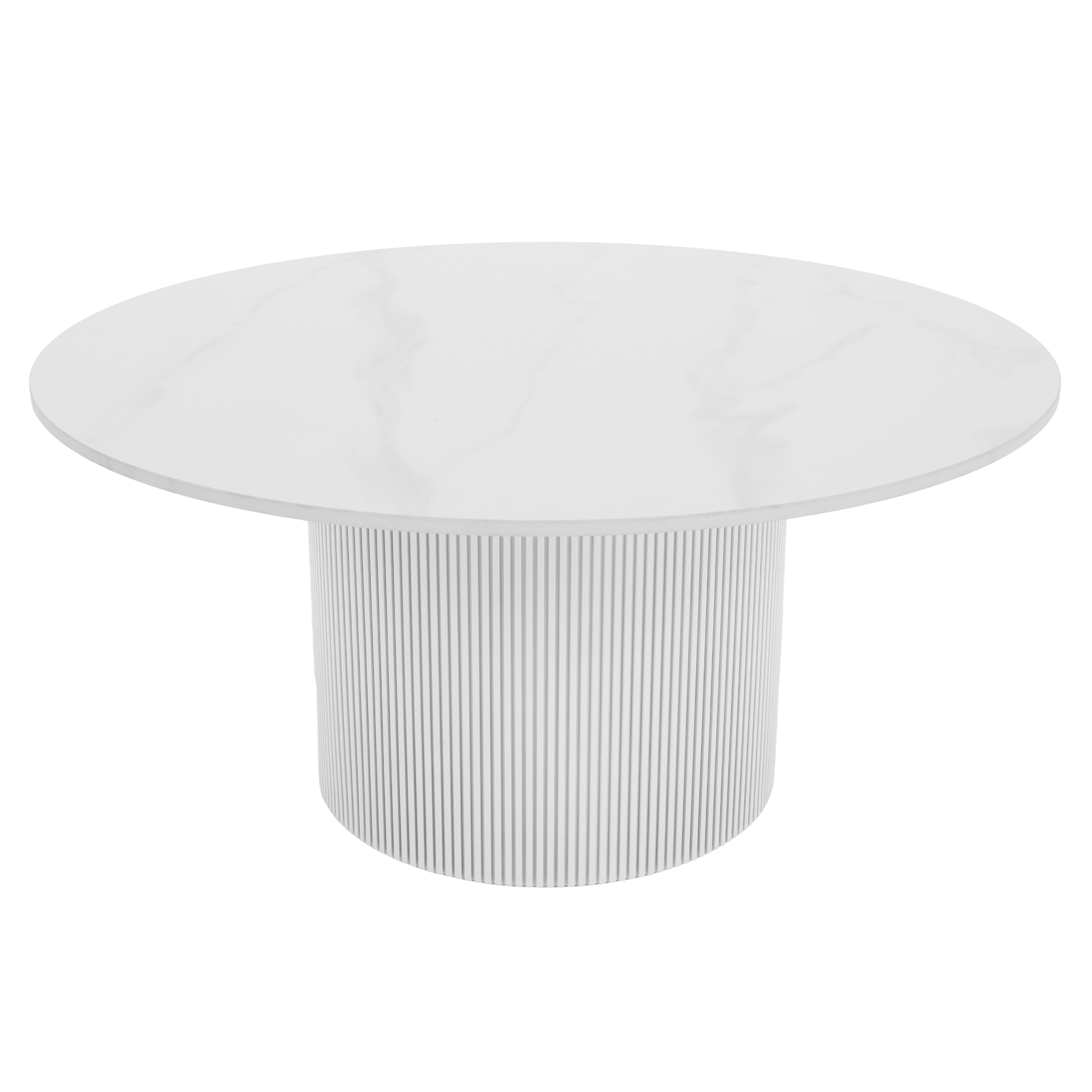 mahir-typ1-konf-stolik-biela-01 Dohányzóasztal, fehér márvány/MDF, átmérő 80 cm, MAHIR TYP 1 - 1. kép