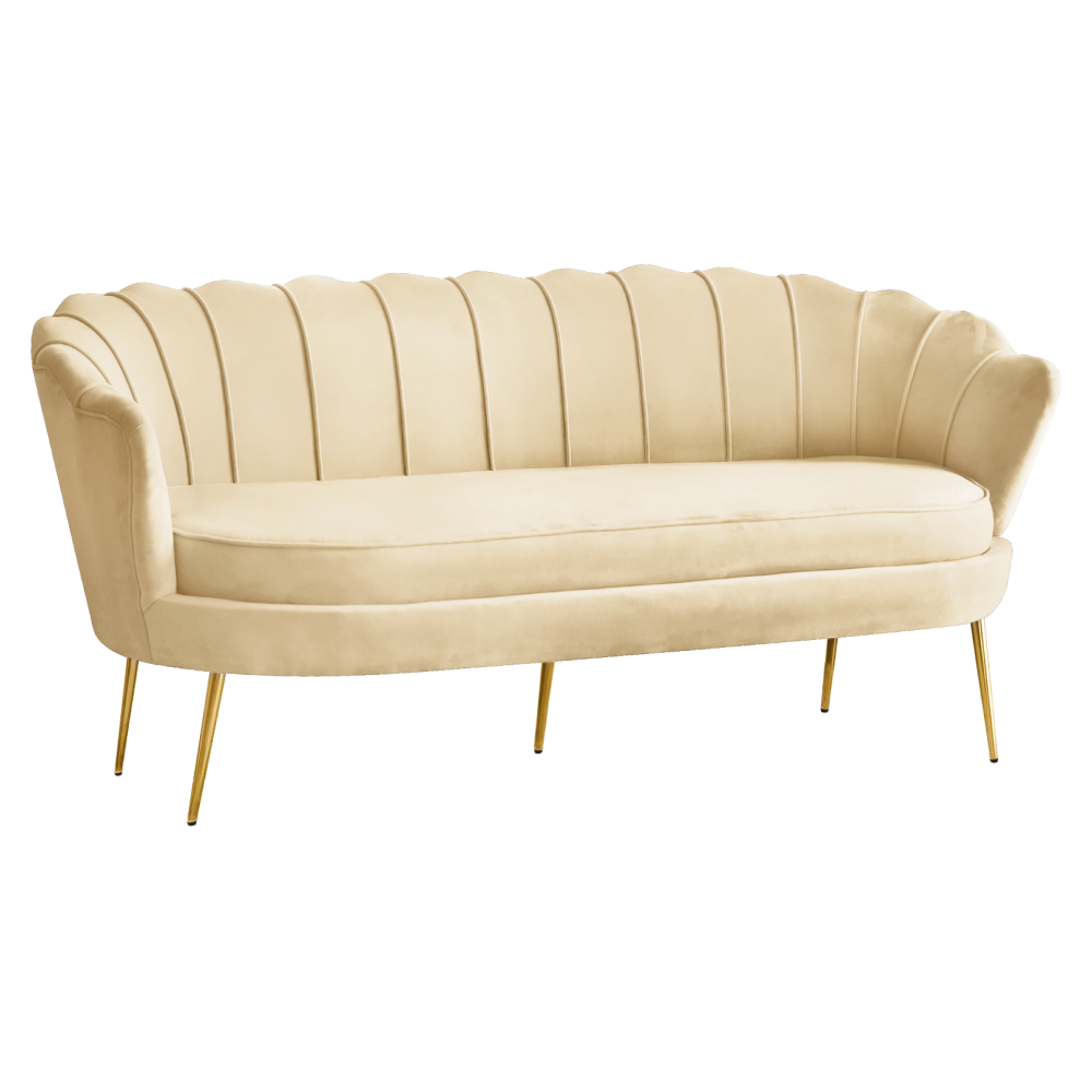 nobleo-bezova-typ-2-trojsed-dod-02 Luxus kanapé, 3 személyes, bézs Velvet szövet/arany, Art-deco, NOBLEO TYP 2 - 1. kép