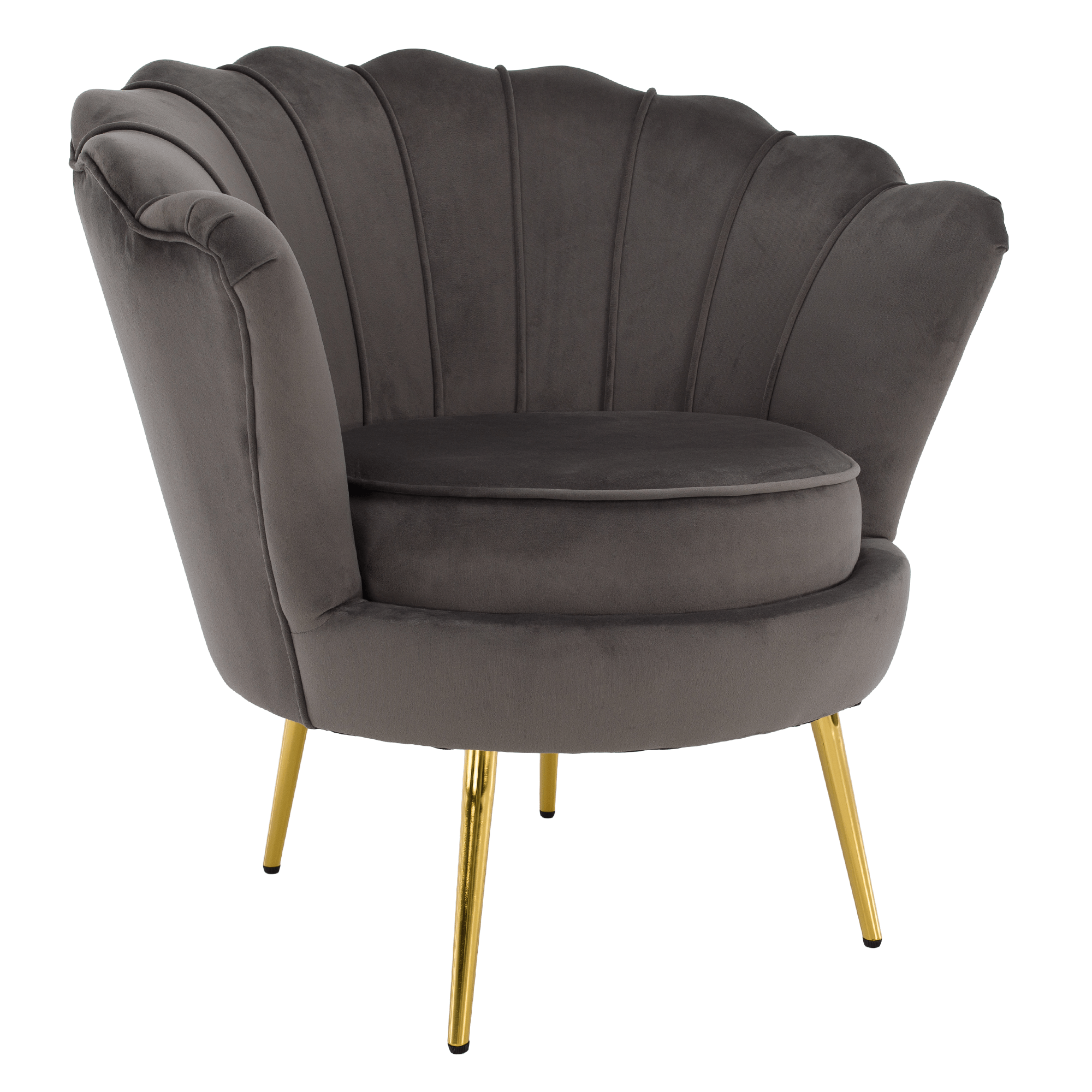 nobleo-kreslo-sivobezova-01 Art-deco stílusú fotel, szürkésbarna Velvet szövet/gold arany króm, NOBLEO - 1. kép
