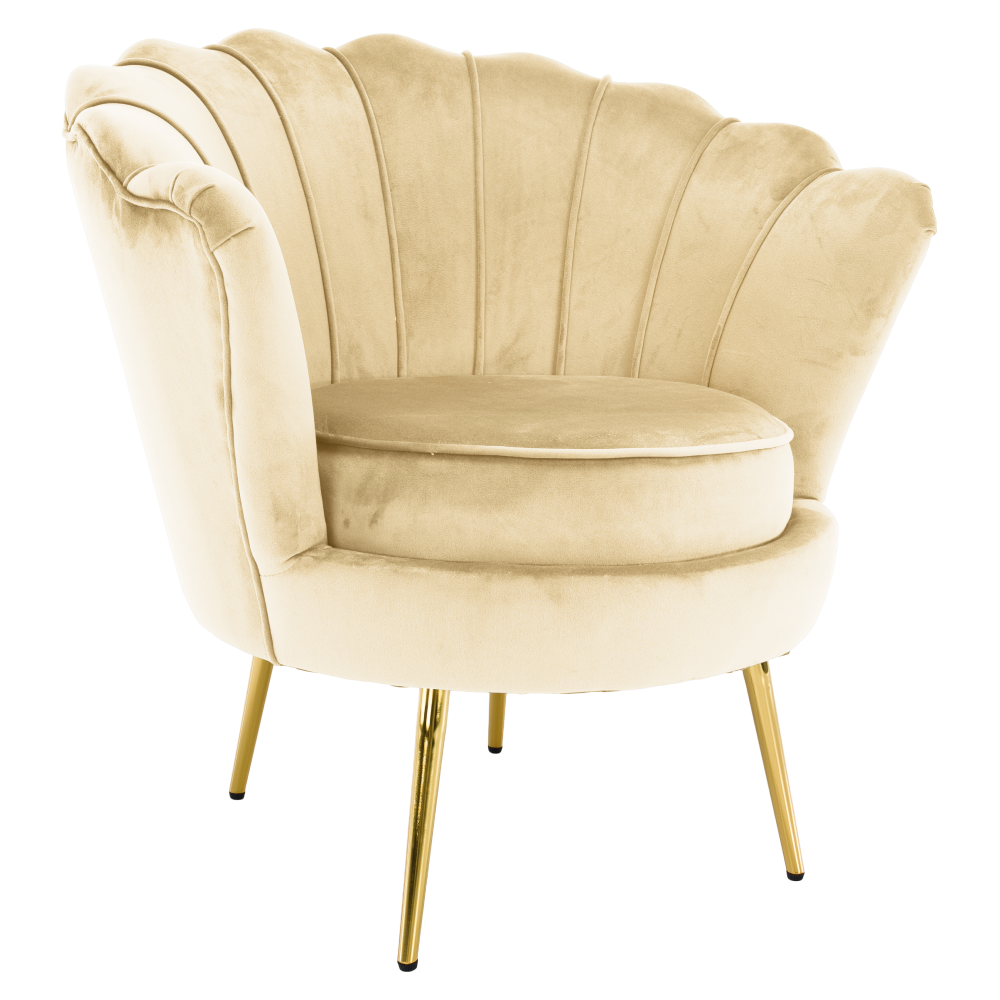 nobleo-kreslo-typ1-qw-pan-01 Art-deco stílusú fotel, bézs Velvet szövet/gold arany króm, NOBLEO - 1. kép