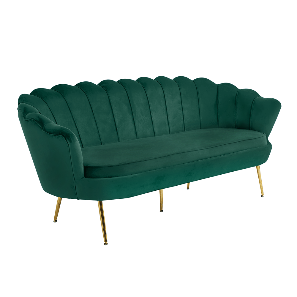 noblin-3-sed-smaragd-hl Luxus heverő, 3-as ülés, smaragd Velvet szövet/króm arany, Art-deco stílus, NOBLIN - 1. kép