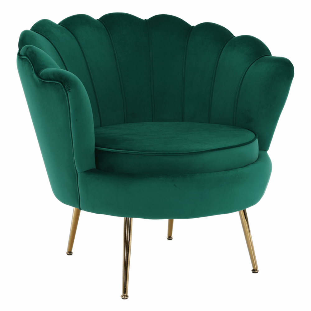 noblin-kreslo-smaragdova-hlavna Fotel Art-deco stílusban, smaragd Velvet anyag/gold króm-arany, NOBLIN - 1. kép