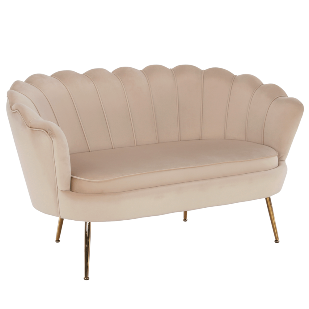 noblin-lavica-bezova-s2-hlavna Pad Art-deco stílusban, bézs Velvet anyag/gold chróm-arany, NOBLIN - 1. kép