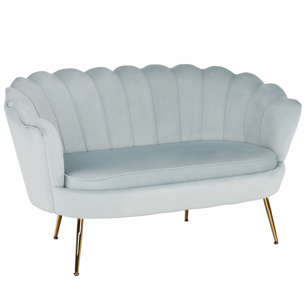 noblin-lavica-sivo-modra-hlavna Pad Art-deco stílusban, szürke-kék Velvet anyag/gold chróm-arany, NOBLIN - 1. kép