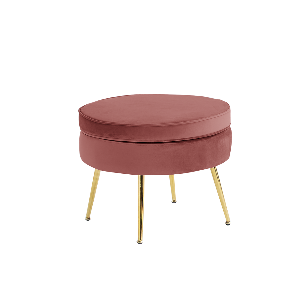 noblin-taburet-typ-1-ruzova-hl Luxus zsámoly/puff, rózsaszín Velvet szövet/króm arany, Art-deco, NOBLIN TYP 1 - 1. kép