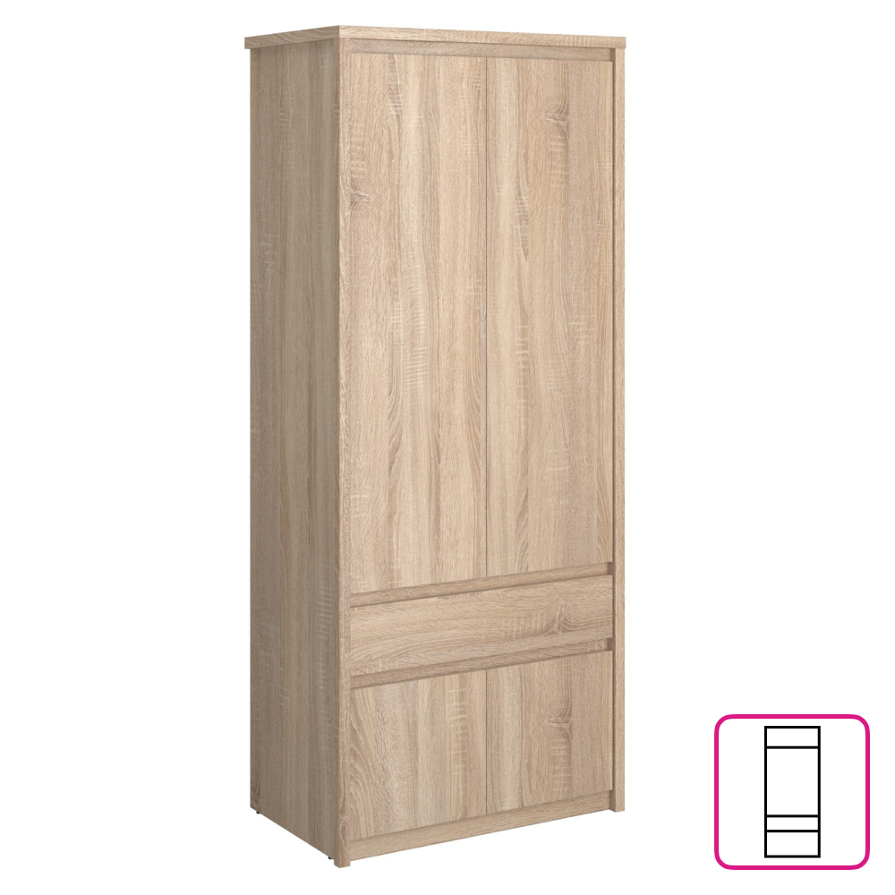 norty-skrina-4d1s-d-doplnenie Akasztós szekrény, DTD laminált, tölgy sonoma, NORTY - 1. kép