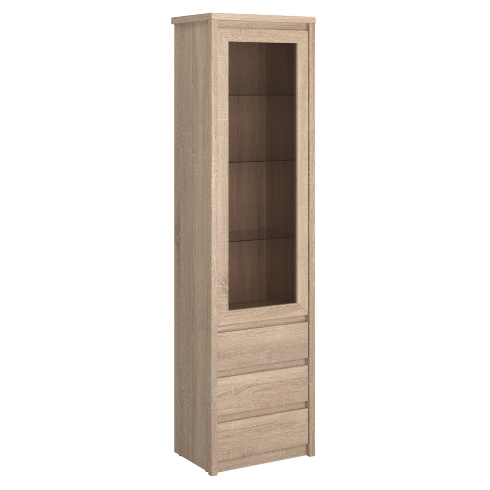 norty-vitrina-1w3s-d-doplnenie-hlavna Vitrines szekrény, DTD laminált, tölgy sonoma, NORTY TYP 4 - 1. kép