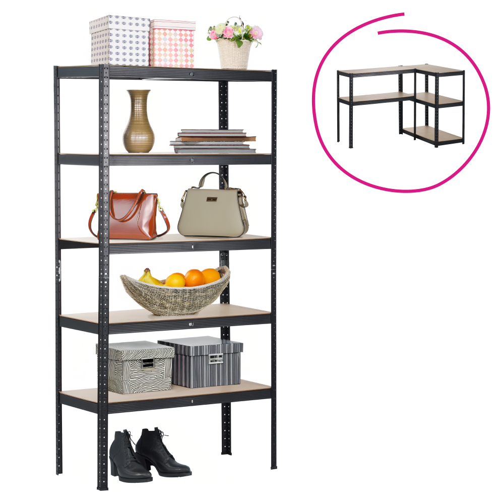 radman-regal-cierna-mdf-03 Polcállvány, tölgy/fekete, RADMAN - 1. kép