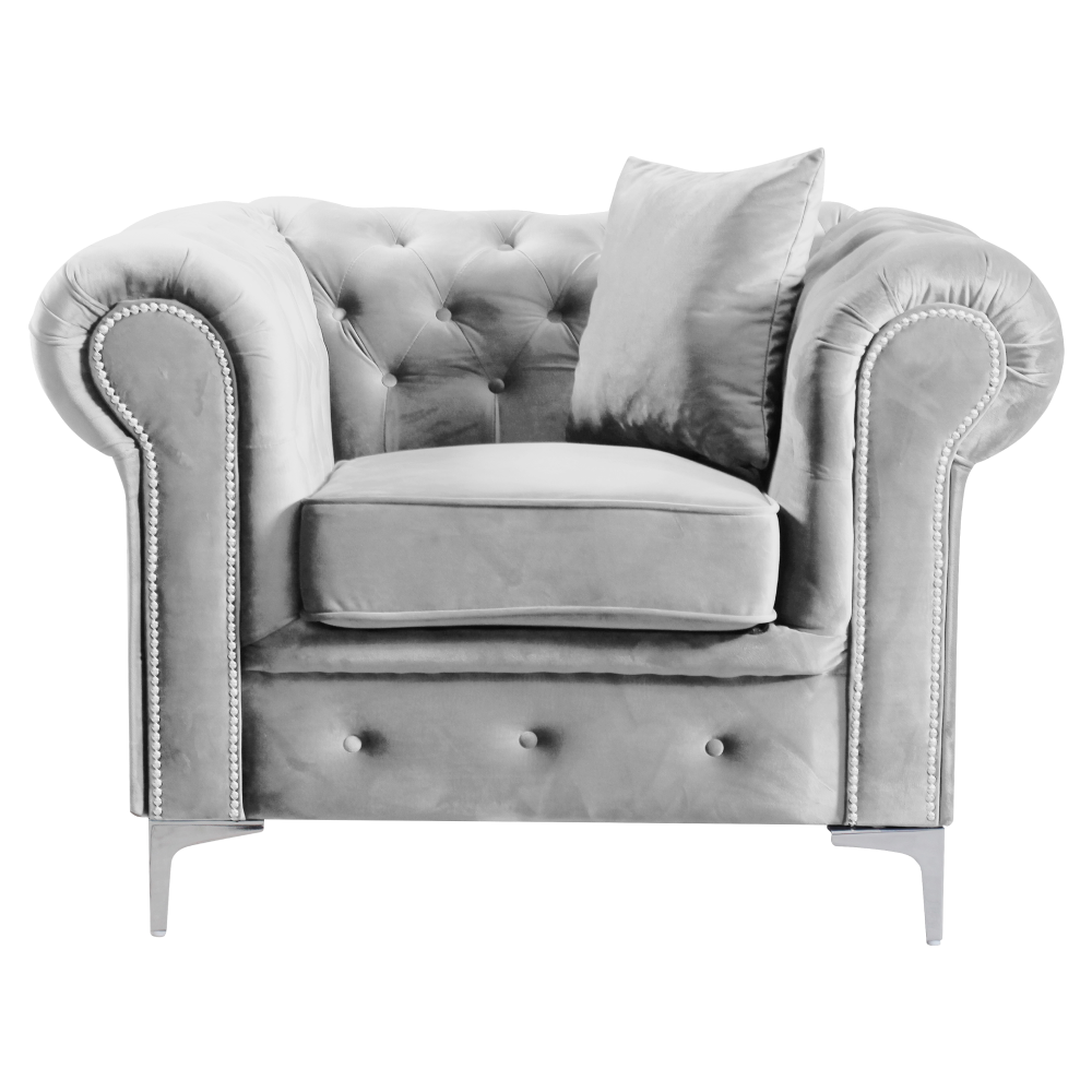 romano-siva-kreslo-01 Luxus fotel, világosszürke Velvet szövet, ROMANO - 1. kép