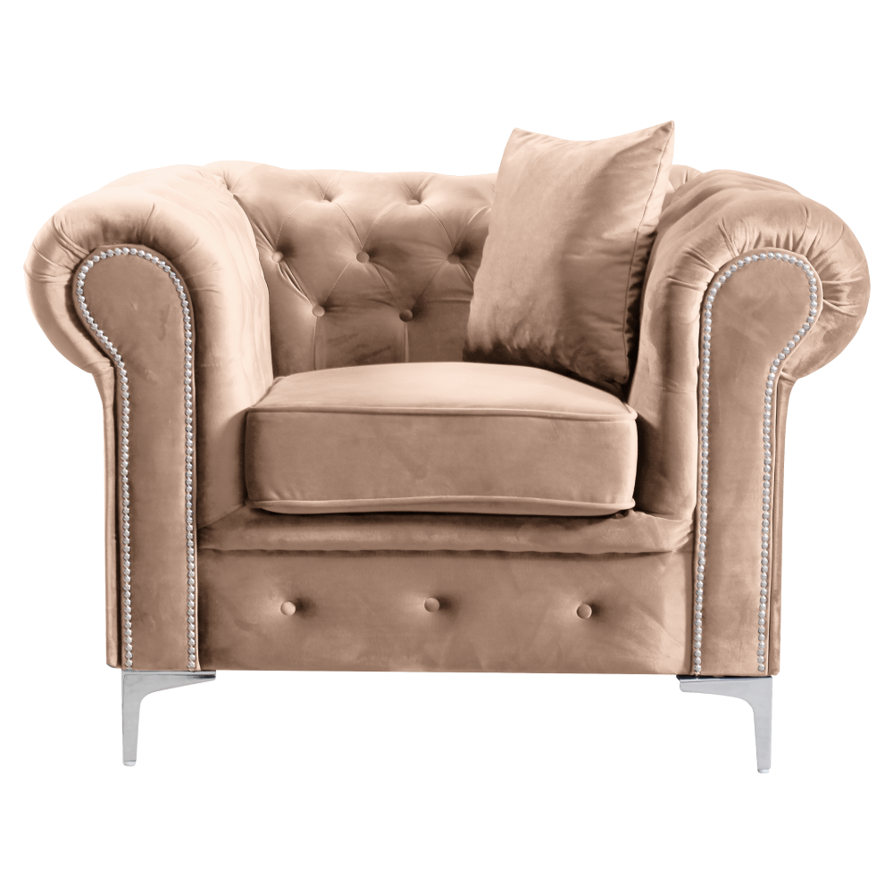 romano-sv-hneda-kreslo-01 Luxus fotel, világosbarna Velvet szövet, ROMANO - 1. kép