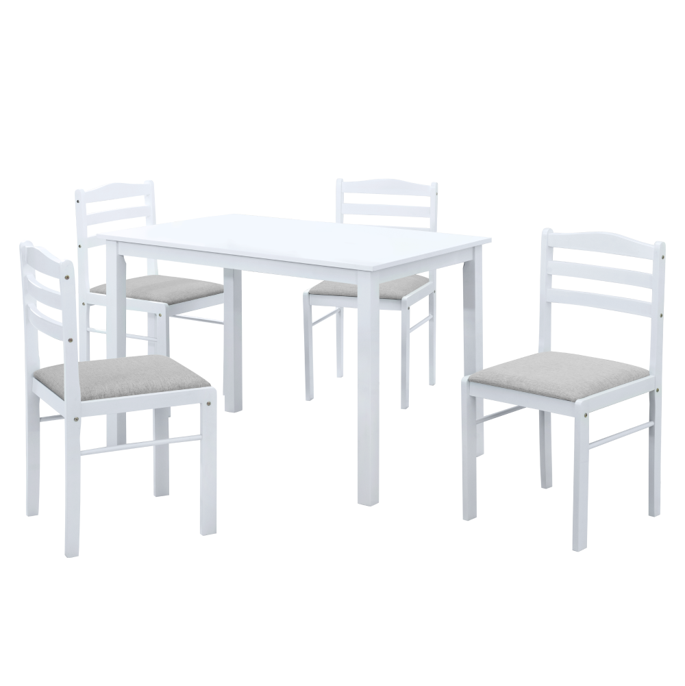somin-jedal-set-biela-sandshell-0 Étkezőgarnitúra 1+4, fehér/bézsesszürke, SOMIN - 1. kép