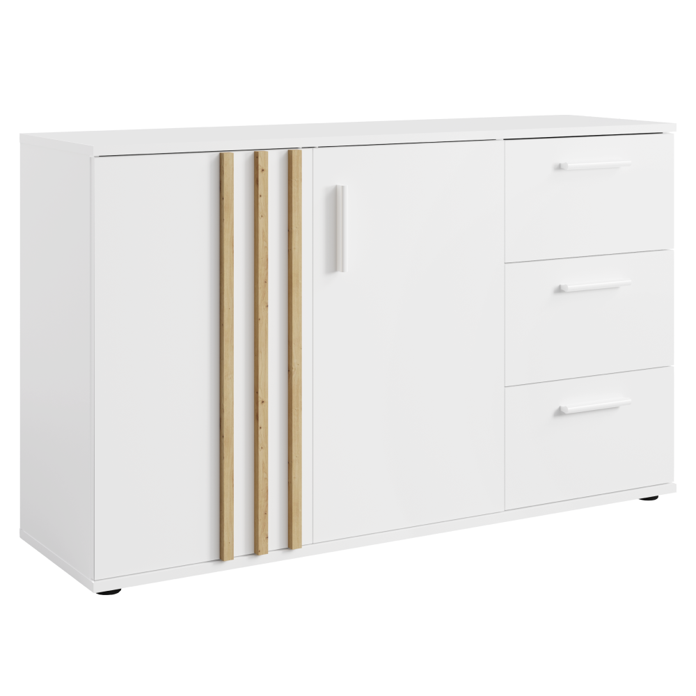 tolis-komoda-2d-3z-biela-typ-3-01 Komód, 2D3S, fehér/artisan tölgy, TOLIS TYP 3 - 1. kép