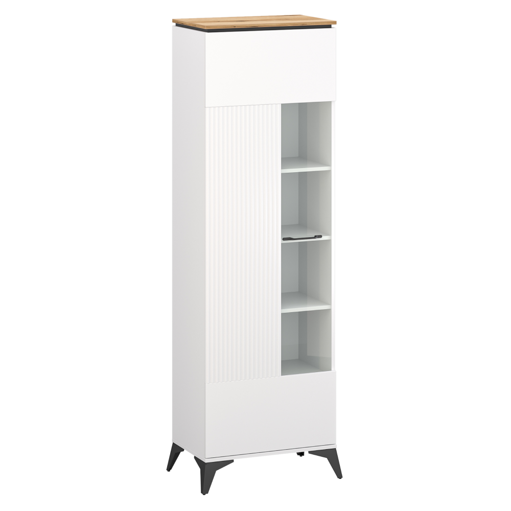 velis-biela-s-vitrina-1w Vitrin, fehér/evoke tölgy, VELIS 1D - 1. kép