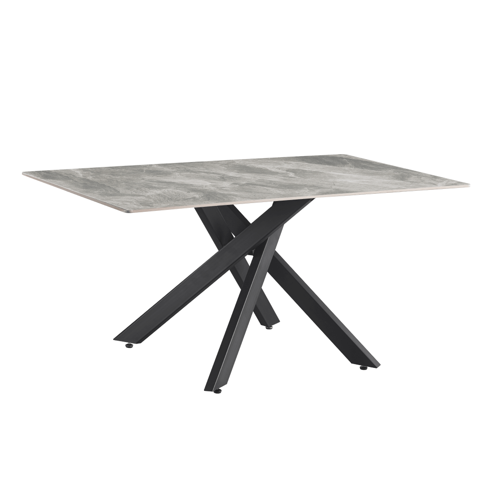zenos-stol-svetlosiva-1 Étkezőasztal, világosszürke/fekete, 160x90 cm, ZENOS - 1. kép